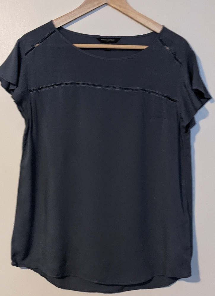 Grey flutter-sleeve blouse